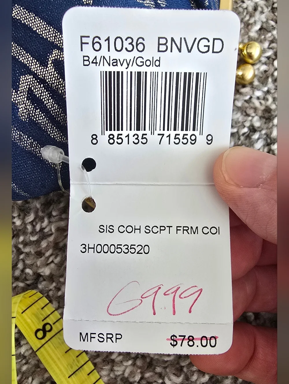 NWT Coach Y2K Poppy Signature Script Kisslock Frame Coin Purse F61036 navy gold - Picture 4 of 10